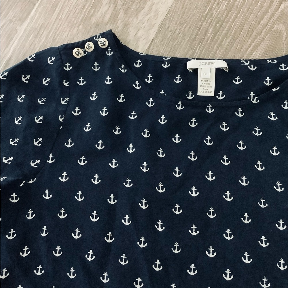 J. Crew Navy Blue Anchor Print Shirt